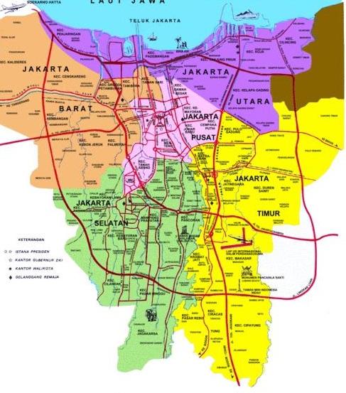 Peta area layanan service AC Jakarta Pusat, Utara, Selatan, Barat, Timur